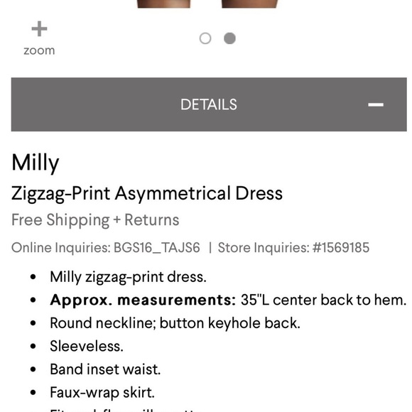 MILLY Sleeveless High Low Dress with side zipper. Size 12. - Picture 13 of 13